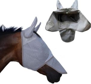 Horse Fly Mask with Nose Cover and Ears - 95% UV Eye Protection - Built-in Visor - Breathable
