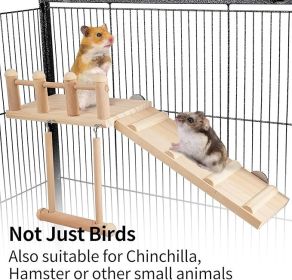 Bird Perches Platform Swing with Climbing Ladder Parakeet Cage