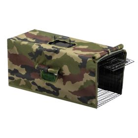 32in Live Animal Trap Cage with Cover, Humane Animal Rescue Outdoor Cage for Armadillos Cats Groundhogs Muskrats, Opossums Raccoons Skunks, Black