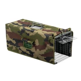 32in Live Animal Trap Cage with Cover, Humane Animal Rescue Outdoor Cage for Armadillos Cats Groundhogs Muskrats, Opossums Raccoons Skunks, Silve